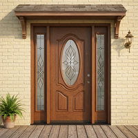 Porte d'entrée de luxe avec panneaux latéraux, porte ovale en vitrail pour villa, entrée principale