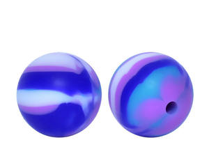 Vente en gros de boules rondes de 15mm de transfert d'eau de couleur, perles focales en silicone pour dentition de bébé, perles de chaîne de sucette - Product Image 4