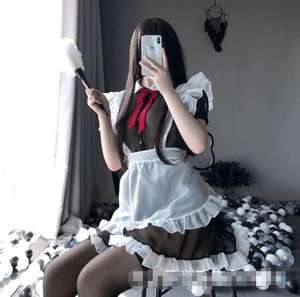 Ecowalson - Lencería Sexy con Encaje y Lazo, Uniforme de Sirvienta para Cosplay, Ropa Interior Sexy, Lencería Erótica Transparente, Disfraz para Juego de Rol de Halloween - Product Image 4