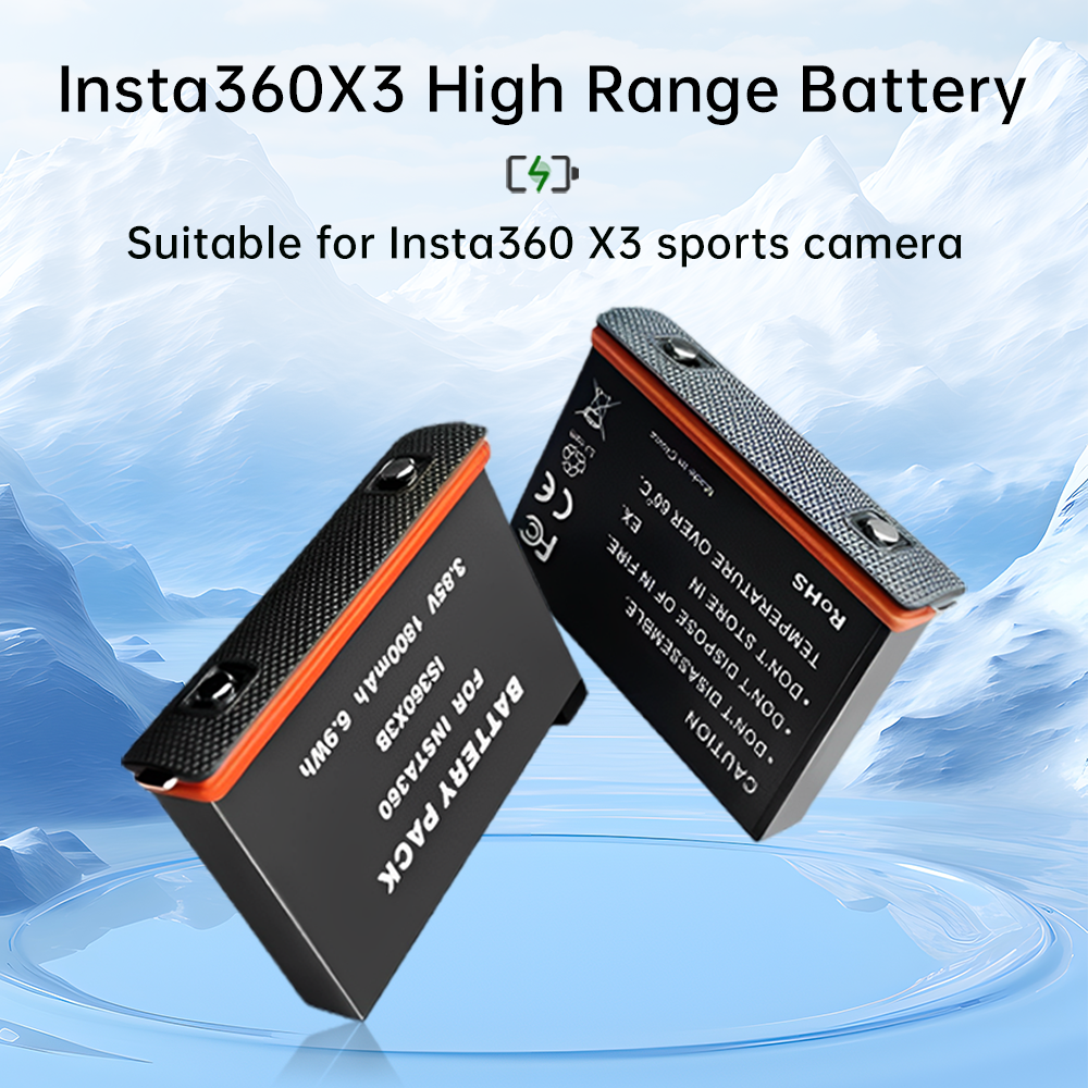 3.85V 1800Mah Rechargeable Digital Camera Replacement Battery Charger Set for Insta360 X3 Sport Camera