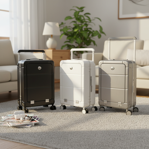Nouvelle valise de voyage à poignée large avec ouverture frontale, chargement USB, serrure à code, porte-gobelet, cadre en aluminium, <span class=keywords><strong>bagage</strong></span> unisexe - Product Image 1