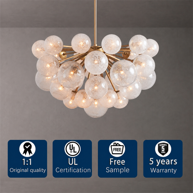 Luxury Glass Globe Living Room Chandelier Modern Gold Bubble Pendant Light Hotel Villa Project OEM ODM Wholesale