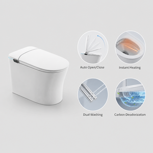 Inodoro Inteligente <span class=keywords><strong>de</strong></span> Una Pieza con Taza Alargada, Sifón en P Incluido, Agua Caliente Instantánea, Limpieza Automática, Tapa Automática, Asiento Calefactado, Luz Nocturna y Eliminación <span class=keywords><strong>de</strong></span> Olores - Product Image 4