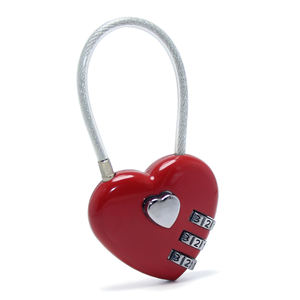 3 डिजिट ट्रैवल लगेज सूटकेस लॉक पैडलॉक रेड हार्ट वेडिंग फेवर स्मारिका स्टील वायर मेटल कॉम्बिनेशन लॉक प्रमोशन उपहार - Product Image 1