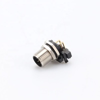 Connecteur industriel M12 coudé pour montage sur panneau, contact PCB mâle, code A/B/D, IP67