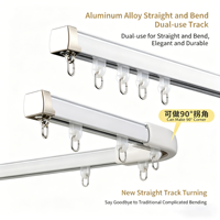 Rail de rideau flexible en alliage d'aluminium, rail simple pliable, rail droit et courbé pour montage au plafond et au mur pour fenêtre en baie