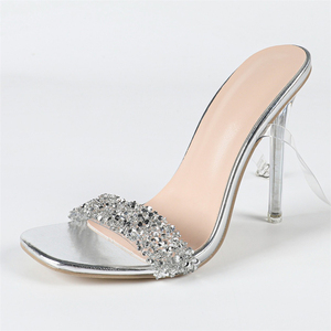 Sandalias de Tacón Alto Plateadas, con Punta Abierta, Sexys, para Boda, Moda Europea y Americana, Verano 2025 - Product Image 5