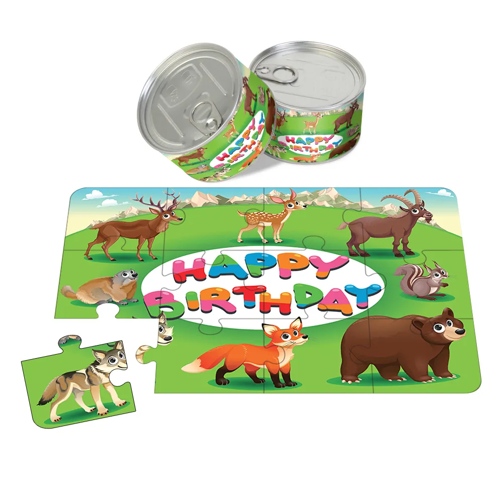 Mainan anak 2024 hadiah Selamat Ulang Tahun 12 buah Jigsaw Puzzle dengan kotak hadiah terbaik untuk bayi