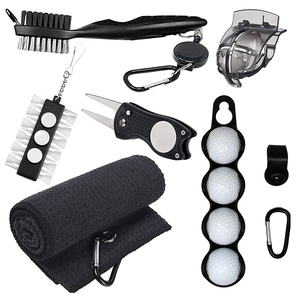 Kit d'accessoires de golf : Ensemble de nettoyage, outil de réparation de divots, serviette gaufrée, nettoyeur de rainures, marqueur de balle, multifonction, portable, logo personnalisé, OEM - Product Image 3