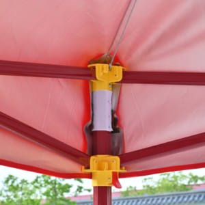 Tonnelle pliable 3x3m pour exposition commerciale, rouge bordeaux, structure en fer, imperméable, avec logo personnalisé, tente pop-up pour stand de marché ou foire - Product Image 4