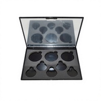 Palette d'ombres à paupières magnétiques en gel souple, 8 couleurs, moulées par injection, noires brillantes avec bandes miroir (ABS) - Vente en gros et au détail