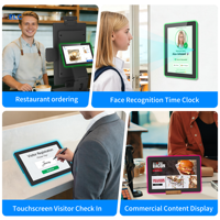 Kiosco de Pared con Tablet NFC, Android 14, POE, RK3576S, 4+32GB, Pantalla Táctil de 10 Puntos, WiFi6, Barra de Luz LED, Aplicación de Pago