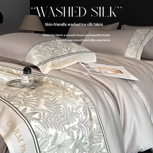 Set Letto Estivo in Seta Ghiaccio Stile Americano Lusso Leggero, Quattro e Tre Pezzi, per Dormitorio Studentesco, con Copripiumino Lavato e Lenzuolo - Product Image 2