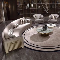 Hochwertiges Modernes Luxus-Ecksofa Halbmond-Kurvensofa-Set Italienisches Echtleder Gepolstert Schaumstoffgefüllt Edelstahl-Beine