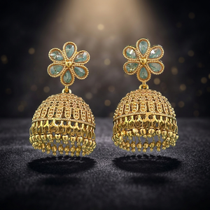 Mayoristas de Joyería Artificial de Moda en India, Jhumki Antiguos con Baño de Oro 233087 - Product Image 4