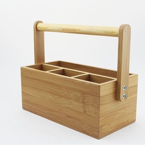 Bamboo Storage <b>Box</b> With Pull Out Drawer Rectangular Standing Type For Kitchenware Sundries Tools Organization SB 1527 - Product Image 3