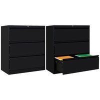 Démonter A4 papier serrure fer armoire large stockage meubles acier bureau blanc noir gris 3 tiroirs latéral classeur