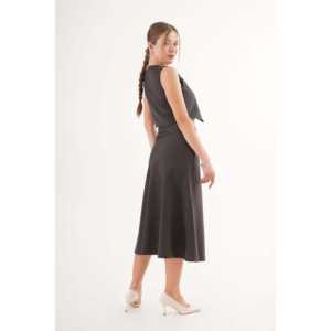 Wholesale Premium Black Suede Vest and Skirt Set <b>2</b>-<b>Piece</b> Office Lady <b>Outfit</b> for <b>Summer</b> Above Knee Length - Product Image 3