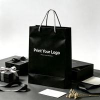 Sacs cadeaux de luxe personnalisés avec logo noir mat laminé, dorure à chaud premium, réutilisables, imperméables et écologiques
