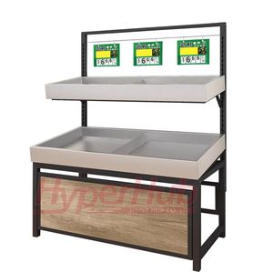 Étagères de présentation de fruits et légumes de supermarché, étagères de fruits et légumes en bois et en acier - Product Image 4