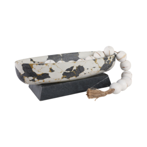 Ciotola Decorativa con Motivi e Base in Marmo per Centrotavola e Arredamento Casa - Product Image 2
