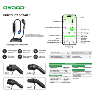 แอป Ovrod WiFi สำหรับชาร์จรถยนต์ไฟฟ้า 7kW GB/T เครื่องชาร์จรถยนต์ 32A เฟสเดียว พร้อมรีโมทคอนโทรล สถานีชาร์จแบบพกพา - Product Image 1