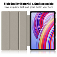 Pour Xiaomi Redmi Pad Pro 2024 étui à rabat à trois volets Funda pour tablette Mi Pad Pro 12.1 rouge avec couverture de sommeil automatique