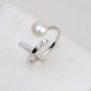 Korean Version S925 Silver Open-Mouth <b>Ring</b> Simple Living Fashionable Empty Crystal DIY <b>Pearl</b> Accessories - Product Image 1