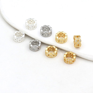 18k Gold Plated <b>Copper</b> Spacer Beads With Zircon Inlay Mixed Shapes For <b>Bracelet</b> Making DIY Jewelry Components - Product Image 3
