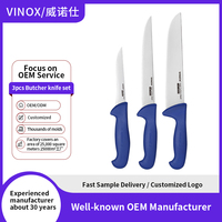 3PCS Set de couteaux à désosser pour hôtel 9 pouces 8 pouces 5 pouces Couteau à filet de pêche pour chef avec manche en nylon/PP