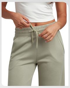 Cozy Women's Loose Fit Casual Sweatpants with <strong>Drawstring</strong> Waistband Autumn Solid Pattern Wide Leg Double Knit Breathable <strong>Pant</strong> - Product Image 2