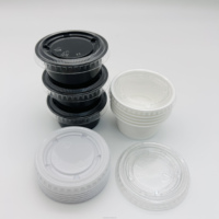 Gobelets jetables transparents noirs de 2 oz en plastique pour shots de gelée avec couvercles, gobelets doseurs en PP anti-fuite, vente en gros