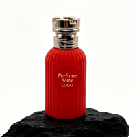 Flacon de parfum en velours premium 50 ml 100 ml rouge rose, design luxueux personnalisé, flacon de parfum avec bouchon en alliage de zinc en forme de couronne