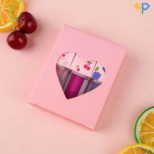 Aceite Labial Humectante con Espejo y Caja de Regalo en Forma de Corazón, Marca Privada, Logotipo Personalizado Disponible, Kit de Brillo Labial Vegano con Sabor a Frutas - Product Image 1