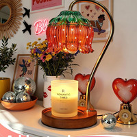 Neue Erdbeer-Duftlampe mit Timer und Dimmer, Einweihungsgeschenk, Flammenloser Blumenwachs-Brenner, Tischlampe für Schlafzimmer und Yoga