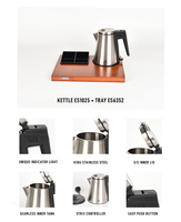 EASTON Compact 0.8L Ketel Listrik Hotel 1200W 304 Stainless Steel Pemanas Air untuk Penggunaan Kamar Tamu Hospitality CE