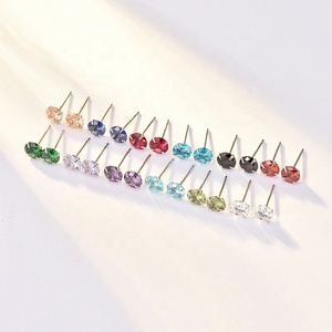 CEZ01 Pendientes <span class=keywords><strong>de</strong></span> Plata <span class=keywords><strong>de</strong></span> Ley 925 con Circonita Cúbica <span class=keywords><strong>de</strong></span> Corte Redondo, Joyería <span class=keywords><strong>Fina</strong></span> Coreana, Estilo Veraniego, con Piedra <span class=keywords><strong>de</strong></span> Nacimiento, para Mujer, Regalo - Product Image 5