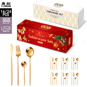 Juego de Cubiertos Jieyang Western de 24 Piezas, Acero Inoxidable 410, Mango Plano, Estilo Portugués, Apto para Lavavajillas, Regalo de Navidad - Product Image 4