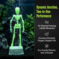Vashine Décoration d'aquarium squelette imprimé en 3D, figurine dansante avec pompe à air et base stable, ornement pour aquarium