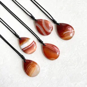 Natural Gemstone Carnelian Pendants Agate Crystals Pendant Necklace Energy Healing Crystals Cabochon Gemstone Jewelry