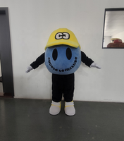 Nouveauté 2025 : Costumes de mascotte bleus pour adultes avec chapeau jaune en peluche et logos gratuits