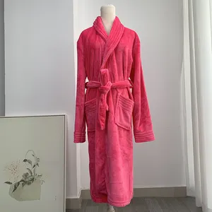 Заводская цена, женский розовый халат из полиэстера, женская ночная рубашка