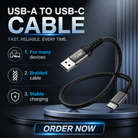 Kabel Data Pengisian Cepat 10Gbps Berkecepatan Tinggi dengan Anyaman Braided Type-C ke USB3.2 Gen2 untuk SSD/HDD
