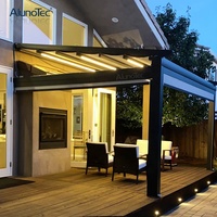 Toit rétractable automatique en aluminium pour piscine avec bande lumineuse LED