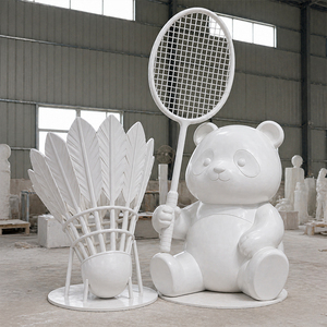 Moderna Figura de Panda con Raqueta de FRP, Escultura de Fibra de Vidrio para Instalación Artística en Exteriores de Plazas Comerciales - Product Image 2