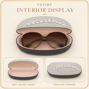 VEFIERY Estuche para gafas de sol cuadrado con diamantes de imitación, estuche brillante para gafas, caja de almacenamiento de viaje, regalo duro para mujeres y hombres - Product Image 3