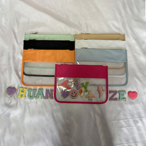 Hot Sell Wholesale Patch Pochette à fermeture éclair <span class=keywords><strong>Sac</strong></span> en nylon Pochette personnalisable Lettre Patch PVC Transparent Cosmétique <span class=keywords><strong>Sac</strong></span> - Product Image 2