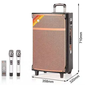 Hot verkauf Popular Good Sound Big DJ Bass Trable And Subwoofer 15'' Trolley Speaker With Battery And Wheels Rechargeable