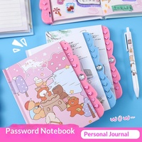 Abschließbares Cartoon-Passwortbuch für Kinder & Schüler Knopfdesign Tagebuch-Typ Geschenk-Journal Notizbuch