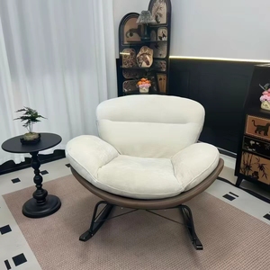Fauteuil à bascule en velours vert avec coussin, fauteuil d'appoint moderne pour salon, mobilier d'hôtel - Product Image 5
